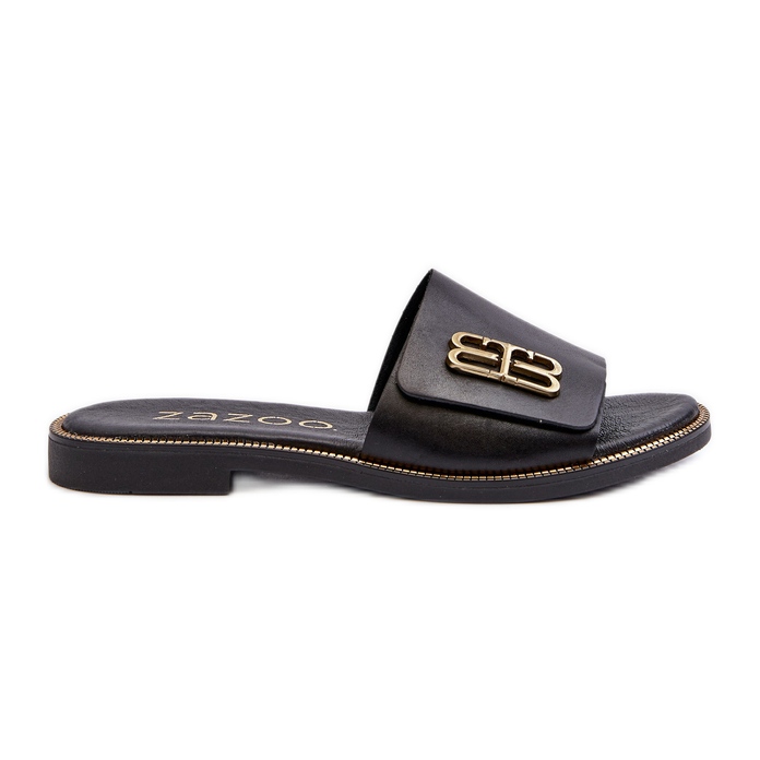 Zazoo 40384 Elegant flip-flops i läder för kvinnor, svart