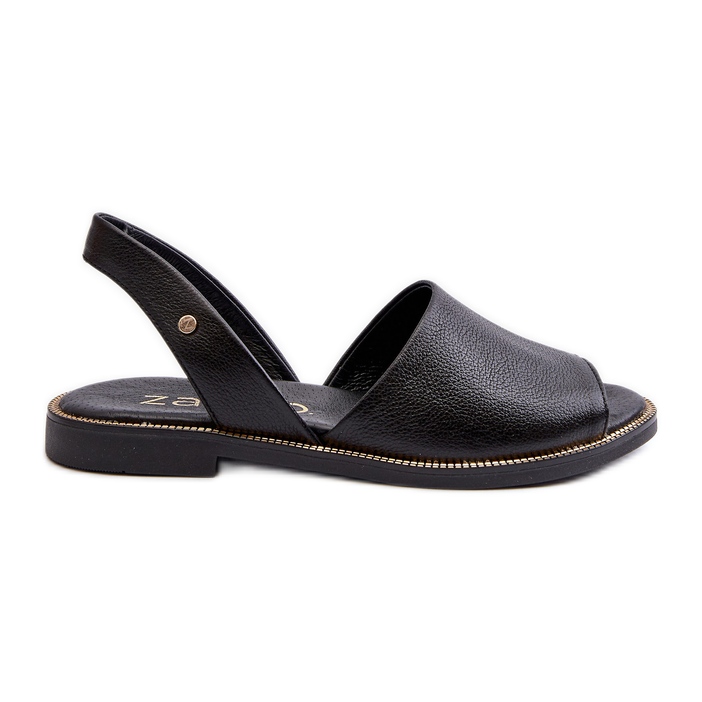 Zazoo Svarta Lemar Alivia Läder Slip-On Sandaler