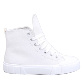 Rogers White high-top sneakers i canvas vit