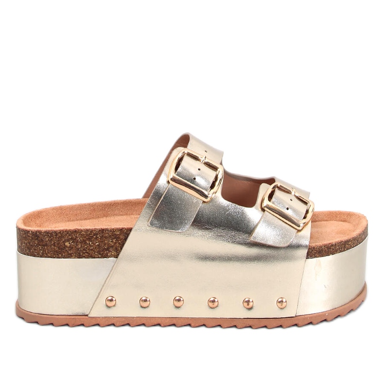 Galzai Gold plattformskork flip-flops gyllene