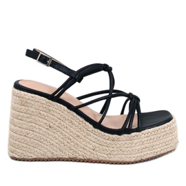 Pascai svarta espadrillesandaler