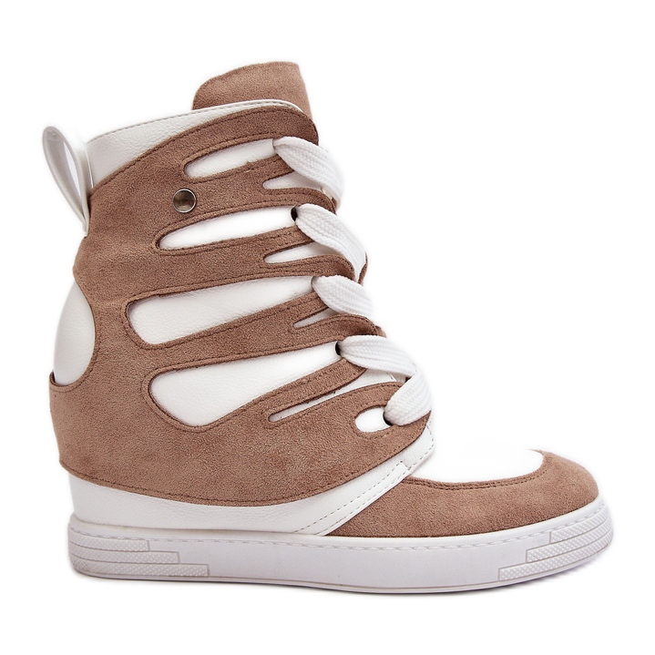 Beige läder kil stövlar Amria