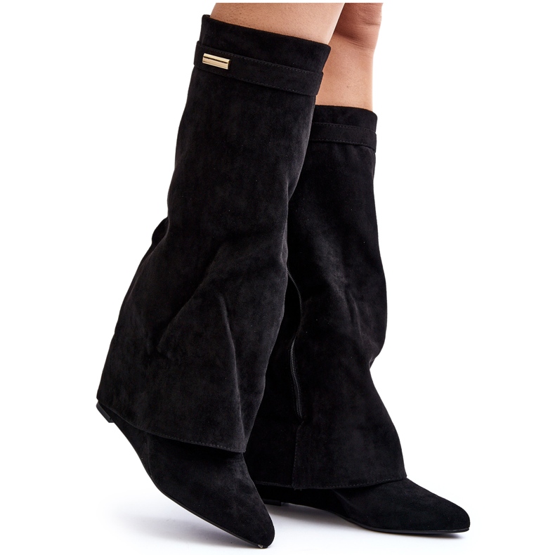 Svarta Pattia dolda kilstövlar för kvinnor