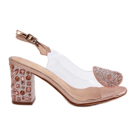 S.Barski Genomskinliga sandaler på en högklackad roséguld D&amp;A MR38-812 rosa