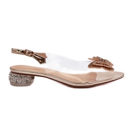 S.Barski Genomskinliga sandaler med låg klack med fjäril, roséguld D&amp;A MR38-388 rosa
