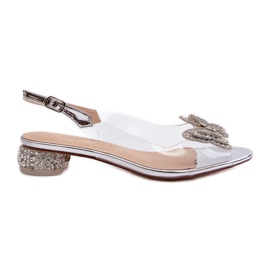 S.Barski Genomskinliga sandaler med låg klack med en fjäril Rosa Silver D&amp;A MR38-388 silver-