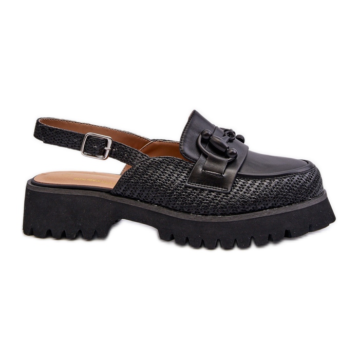 S.Barski Plattklackade damsandaler med dekoration Svart D&amp;A MR38-656