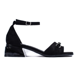 Goodin Svarta mockasandaler med låga klackar