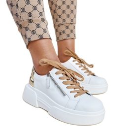 Vita läderskor med dekorativ dragkedja