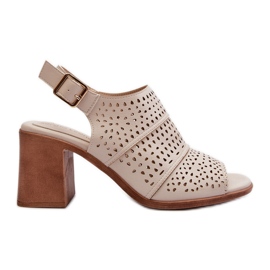 Genombrutna sandaler på hög klack Sergio Leone SK565 ljusbeige