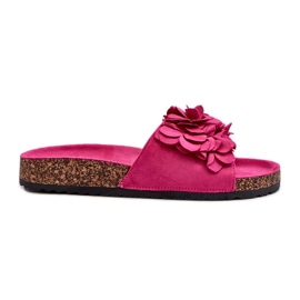 Damflip-flops på en korkplattform gjord av ekomocka Fuchsia Jaihini rosa