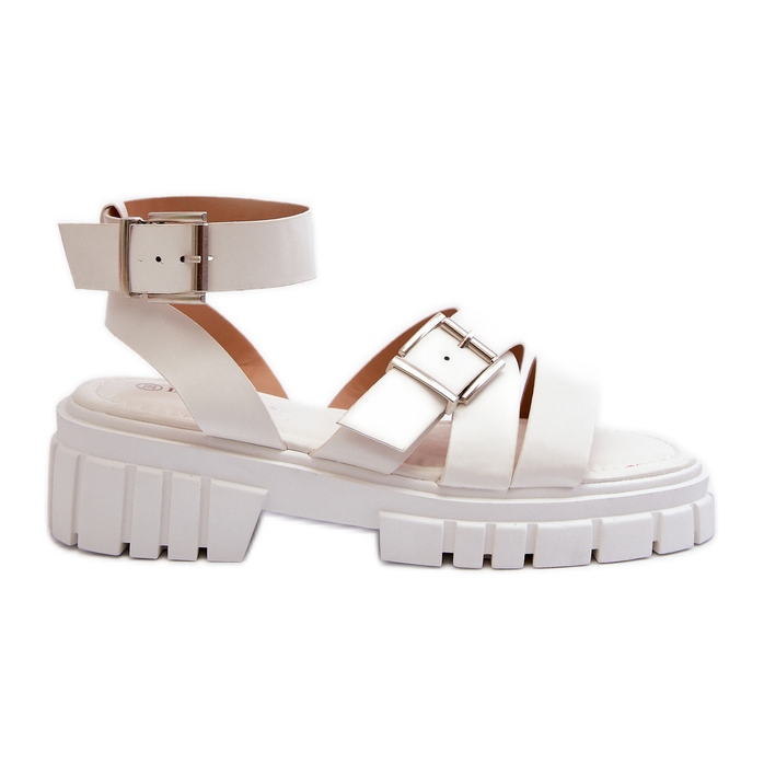 Damsandaler med ekologiska läderremmar Vit Eladira