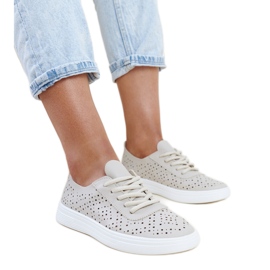 Beige genombrutna Manoek sneakers