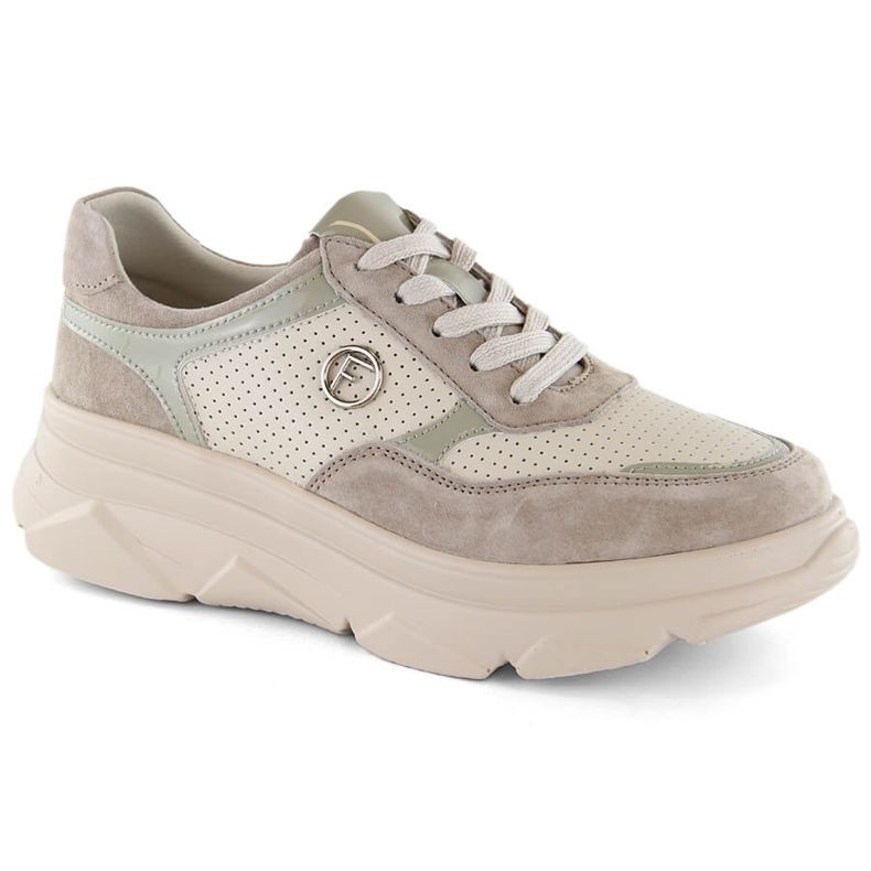 Beige sportskor i läder för dam Filippo DP6108/24 BE
