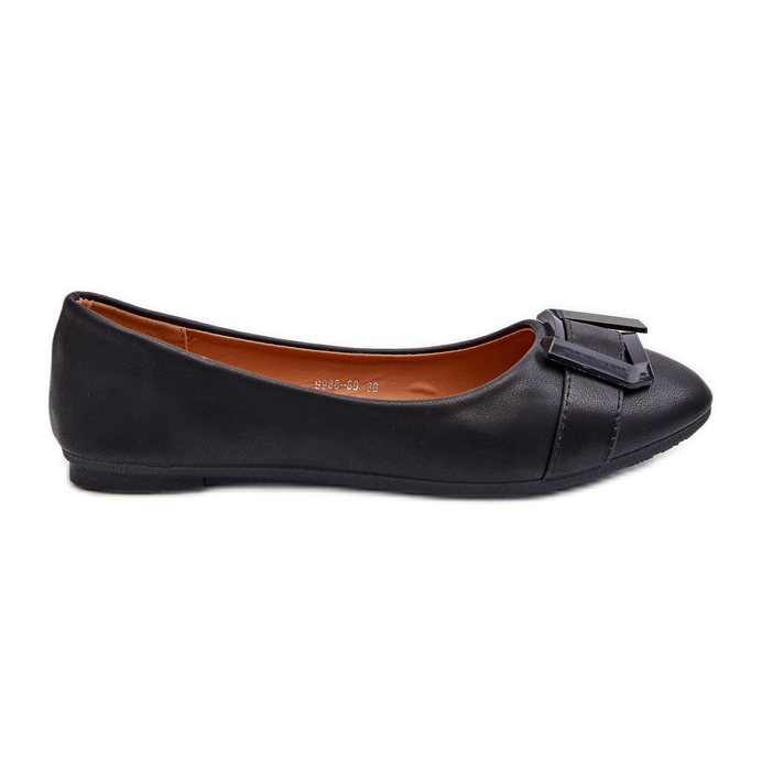 Eco Leather Balett Flats med rem och dekoration, svart Cadwenla