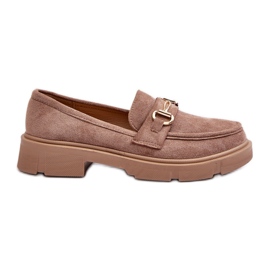 Dam Loafers med gulddekoration, Eco Mocka, Brun Lighas