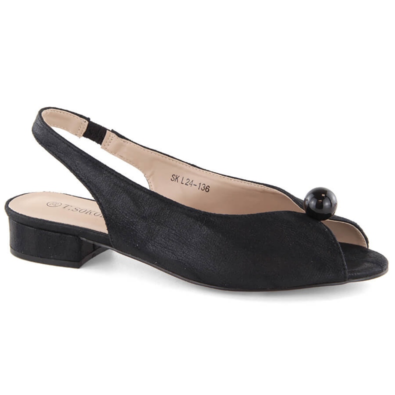 Lågklackade damsandaler, svarta, T.Sokolski 136
