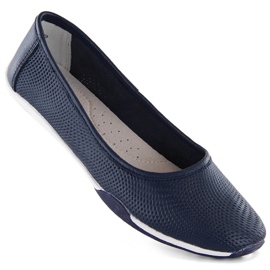 Genombrutna slip-on ballerinaskor i läder, marinblå Filippo DP3681
