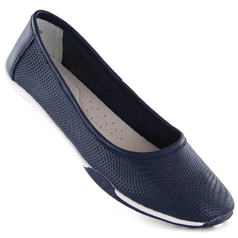 Genombrutna slip-on ballerinaskor i läder, marinblå Filippo DP3681
