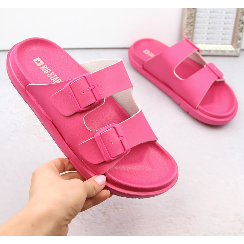 Flipflops i skum för kvinnor med spännen fuchsia Big Star NN274A754 rosa