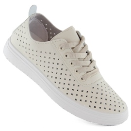 Genombrutna sportskor för kvinnor, beige Sabatina 0819