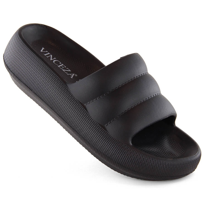 Quiltade svarta plattformsflipflops Vinceza 75204 för kvinnor
