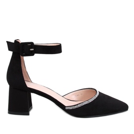 Bardini Black högklackade pumps med ankelrem svart