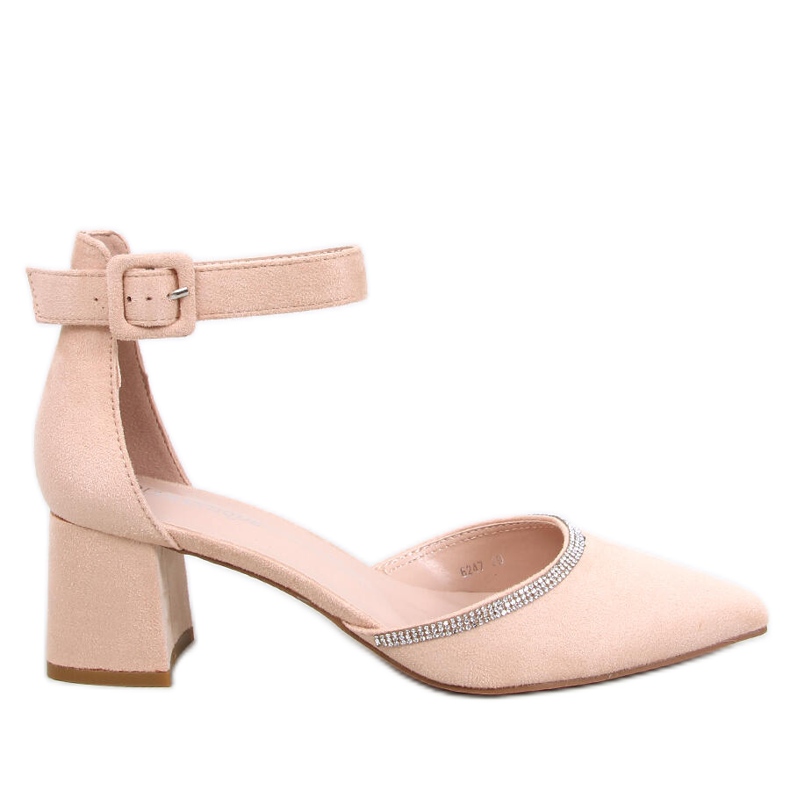 Bardini Naken pumps med högklackade ankelrem beige