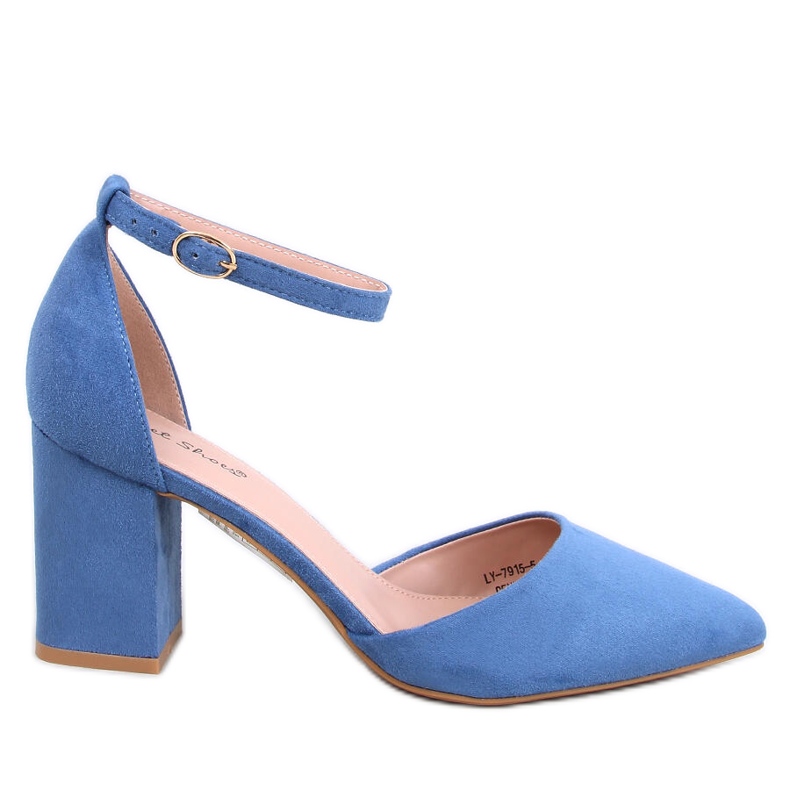 Pozzi Denim Blue pumps med ankelband blå