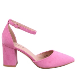 Pozzi Fushia högklackade pumps med ankelfäste rosa