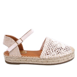 Premat Beige genombrutna espadrillesandaler