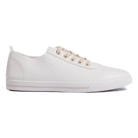 Vita och beige genombrutna sneakers för kvinnor