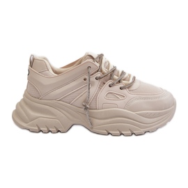 Damsneakers på en massiv sula med dekorativ snörning Beige Relissa