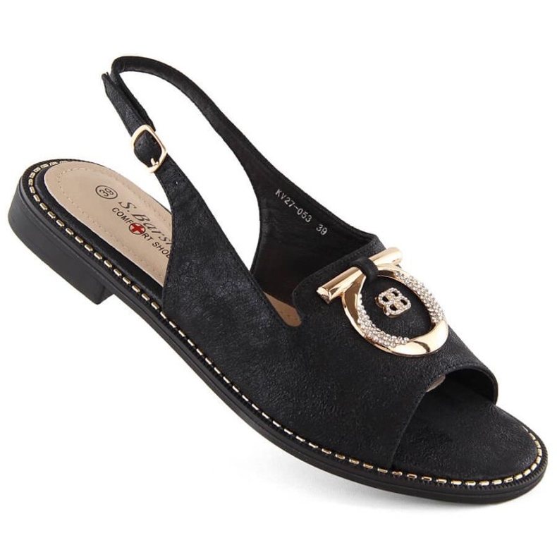 Bekväma sandaler med dekoration S.Barski W OLI256A, svart