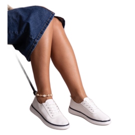 Vita och marinblå genombrutna Biserka sneakers