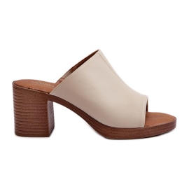 Eleganta, lätta damtofflor med höga klackar, Beige Varnila brun