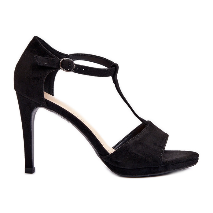 Vinceza Högklackade damsandaler gjorda av ekomocka, svart Obdaria