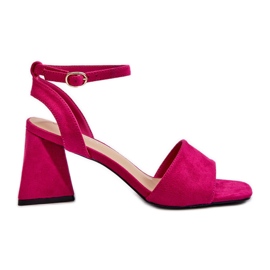 Vinceza Högklackade damsandaler gjorda av Eco Mocka Fuchsia Upttima rosa