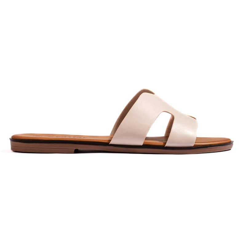 Beige platta flip-flops för kvinnor