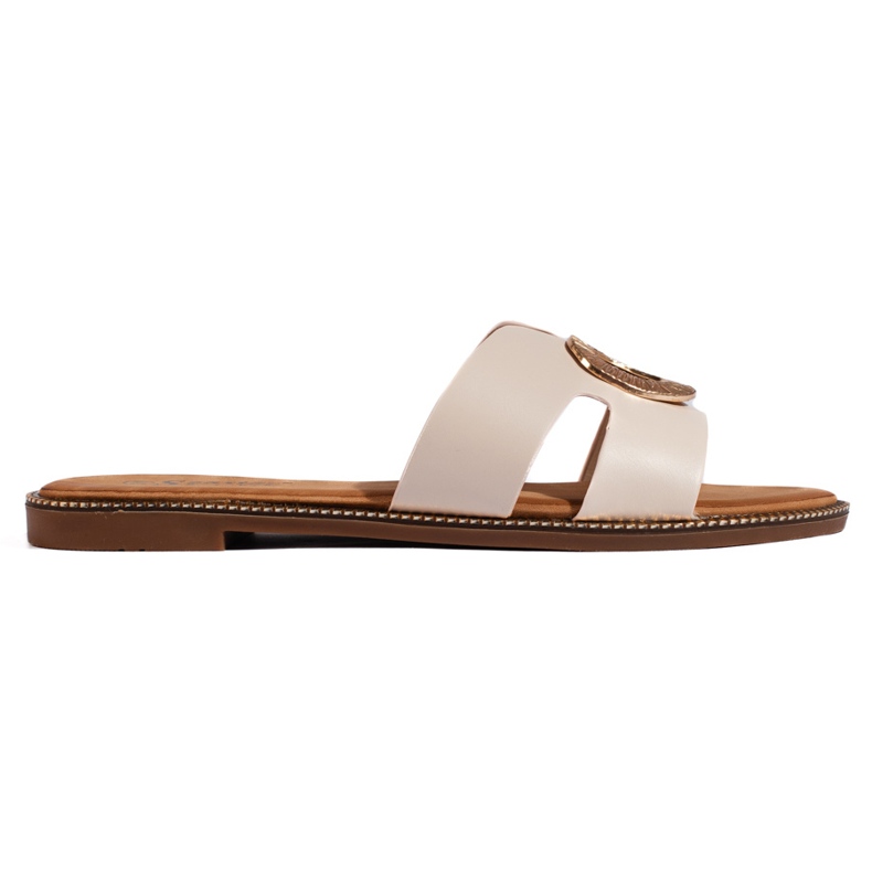 Beige platt rutschkana för kvinnor