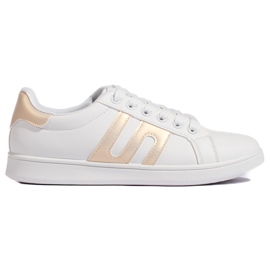 Sneakers för kvinnor i vitt och guld