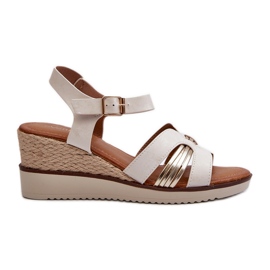 Damsandaler med fläta, vit/guld Starlenna