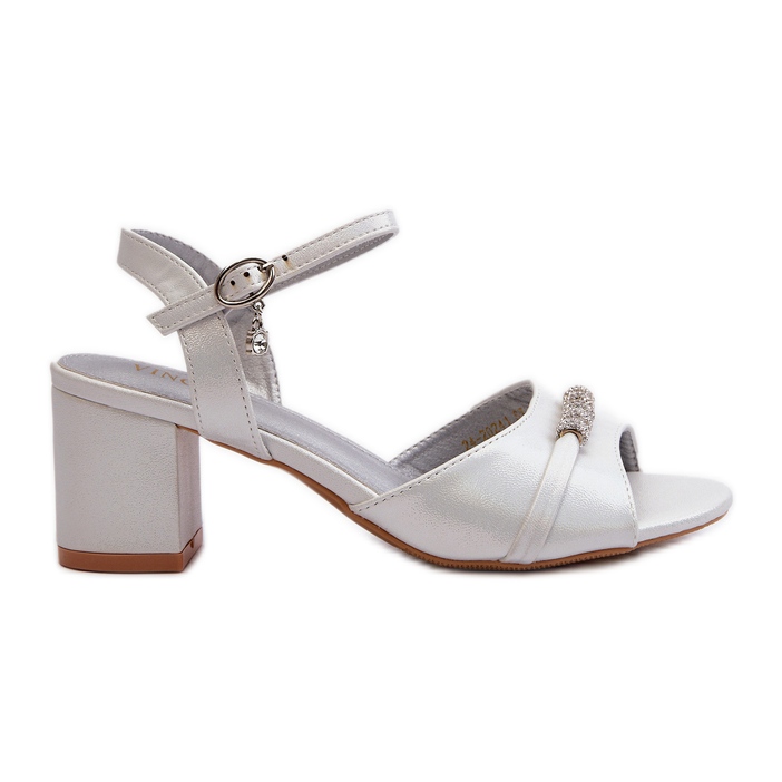 Vinceza Ekologiska lädersandaler för kvinnor på hög klack med silver Narhi-dekorationer silver-