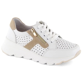 Genombrutna sportskor för kvinnor i läder, vita, T.Sokolski 245