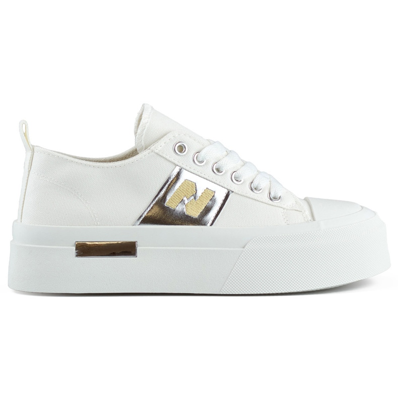 Vita fashionabla damsneakers med tjock plattformssula