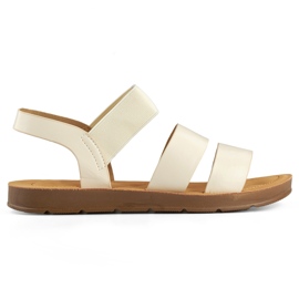 Beige slip-on sandaler för kvinnor med elastiskt band