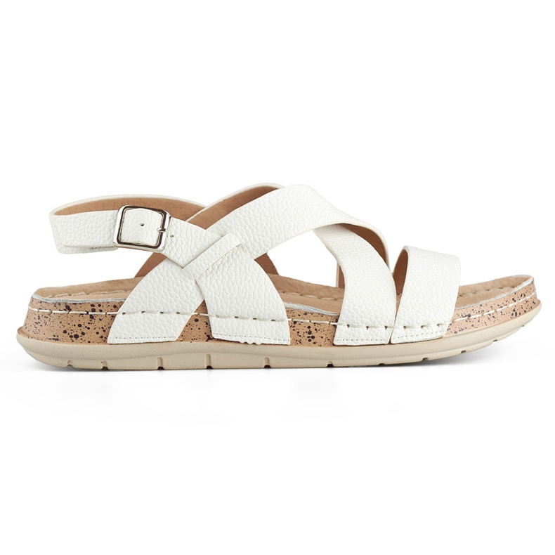 Vita damsandaler med innersula i läder