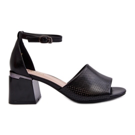 Vinceza Högklackade damsandaler gjorda av ekologiskt läder, svart Horissa