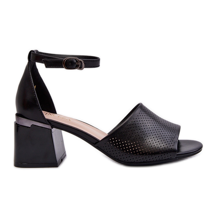 Vinceza Högklackade damsandaler gjorda av ekologiskt läder, svart Horissa