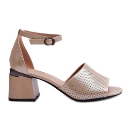 Vinceza Högklackade damsandaler gjorda av ekologiskt läder, guld Horissa beige